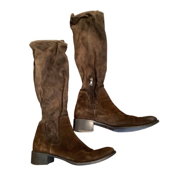 Prada Shoes - PRADA Women's 10 Vintage Brown Suede Knee High Tall Riding Boots Italy P8-9